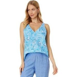 Lilly Pulitzer Florin Sleeveless Linen Top Womens Size Medium Amalfi Blue NWT